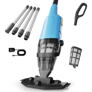 Cordless Pool Vacuum Above & Inground Pools, Powerful 15GPM Suction, Handheld Pool Vacuum with 4 Section Pole up to 87", 1H Runtime, Debris Filter Bin, Rechargeable Pool Cleaner for Spas & Hot Tubs