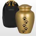 Trupoint Memorials Small Pet Urn for Dogs and Cats Ashes, Paws Print Gold Cremation Urns for Pets up to 17 lbs (Small Up to 17 Lbs)