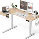 L Shaped Electric Standing Desk,51x31.5 Reversible,Oak