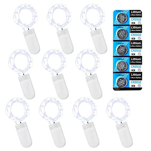 Etinga 10 Pack Fairy Lights Battery Operated String Lights, 10 LED on 3.3ft Silvery Copper Wire，for Flowers Gift Box Wedding Party Christmas Decoration (10 Pack, Cool White)