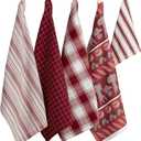 DII Assorted Pattern, Kitchen Collection, Dishtowels & Dishcloth, Garnet, 5 Piece