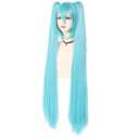 ANOGOL Hair Cap+ 120CM Blue Ponytail Wig Cosplay Lolita Wigs with Double Ponytails Long Straight Blue Cosplay Wigs Synthetic Hair Party for Anime Costume Halloween Outfit