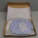 Blue & White Floral Pattern Picnic/Dinner Plate, 9 Inch Melamine, Set of 4