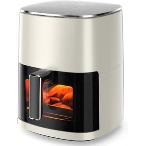 Elevon 6QT Large Air Fryer, 12-in-1 Digital Airfryer with Clear Window, Roast, Reheat, Dehydrate, Bake, Steam with 400F and More, Dishwasher Safe, Nonstick, Fit for Family of 2-5, Beige