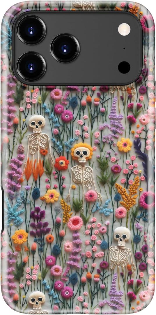 for iPhone 17 Pro Case, Wireless Charging Compatible,Dual-Layer Protection with Stylish Wildflower Design, Soft Silicone + Hard Shell, Cute Chic Phone Cover for Women - Mystic Floral Owlscape