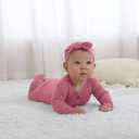 GUISBY Long Sleeve Baby Footless Pajamas with Buttons Cotton Sleepers with Zipper 3-Pack (0-3 Months, Beige-pink-purple)