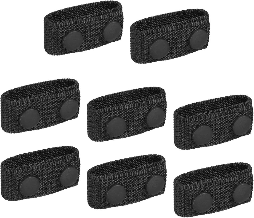 PATIKIL Nylon Belt Keepers, Double Snaps Belt Keepers Nylon Webbing Loop Holder with Double Snaps for Belt Duty Belt Security Fixing (Black)