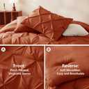 Pintuck Bed in a Bag, 7 Pieces King Size Comforter Set Burnt Orange, Pinch Pleat Bed in a Bag, Soft All Season Bedding Sets with Comforter, Flat Sheet, Fitted Sheet and Pillowcases & Shams