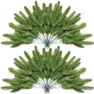 30PCS Christmas Pine Needles Green Artificial Pine Branches Fake Greenery Pine Picks for Christmas Crafts Garland Wreath Twigs Stems Tree Decorations