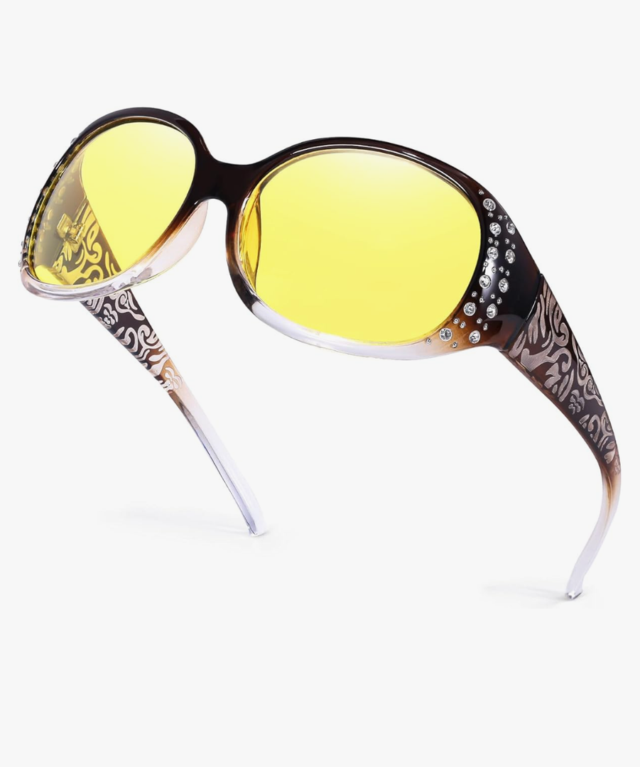 IGnaef Night Driving Glasses for Womens Polarized Yellow Night Vision Glasses Anti Glare IF008