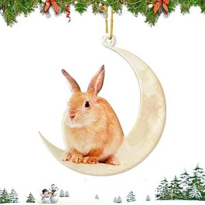 Christmas Tree Decorations, Acrylic Christmas Tree Ornaments, Double-Printed Animal Hanging for Christmas Tree, Home Decor, Children's Gifts (Rabbit)