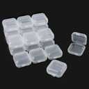 AUEAR, 40 Pack Mini Square Storage Containers Box with Hinged Lid Clear Earplugs Plastic Transparent for Tiny Bead Jewelry