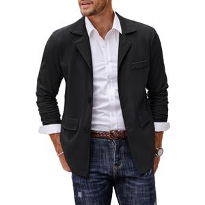 COOFANDY Men's Linen Cotton Casual Suits Blazer Jackets Lightweight Sports Coats Black