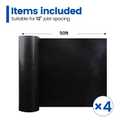 Muzata 4 PCS 50FT Black Under Deck Drainage System Trough HDPE Waterproofing Membrane Fit for 12" Joist Spacing M059