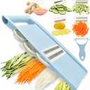 NACOLUS 5 in 1 Mandoline Slicer for Kitchen, Vegetable Slicer Multi Blade Potato Chip, Veggie shredder, Vegetable Cutter, Julienne Shredder and peeler For Small Job In Kitchen Blue