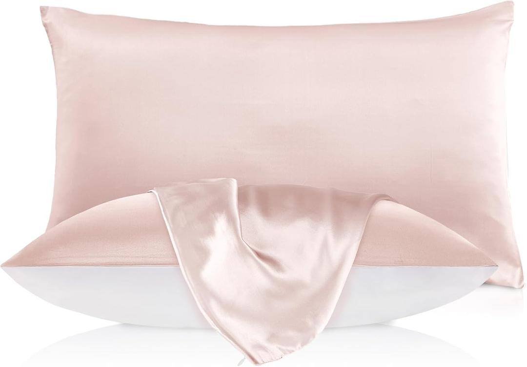LILYSILK 19mm Silk Pillowcase for Hair and Skin with Cotton Underside 1pc Queen 20x30 Inch Pale Pink