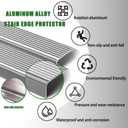 Aluminum Stair Edge Protector - Non-Slip, Self-Adhesive Stair Nosing for Porch & Staircases, Decorative (10PCS, Silver, 35.4 inch)