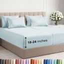 Extra Deep Split King Sheet Set - 7 Piece Breathable and Cooling Sheets - Hotel Luxury Bed Sheets Set - Easy Fit - Soft, Wrinkle Free and Comfy Sheets Set - Ice Blue Sheet Set with Extra Deep Pockets