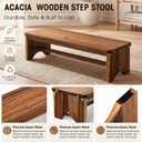 Leinuosen 32 Inch Extra Long Wooden Step Stool, Acacia Solid Wood Heavy Duty One Step Stool Holds up to 550 Lbs, Non-Skid Surface for Elderly Seniors Adults Kids, Bed Kitchen Bathroom Outdoor