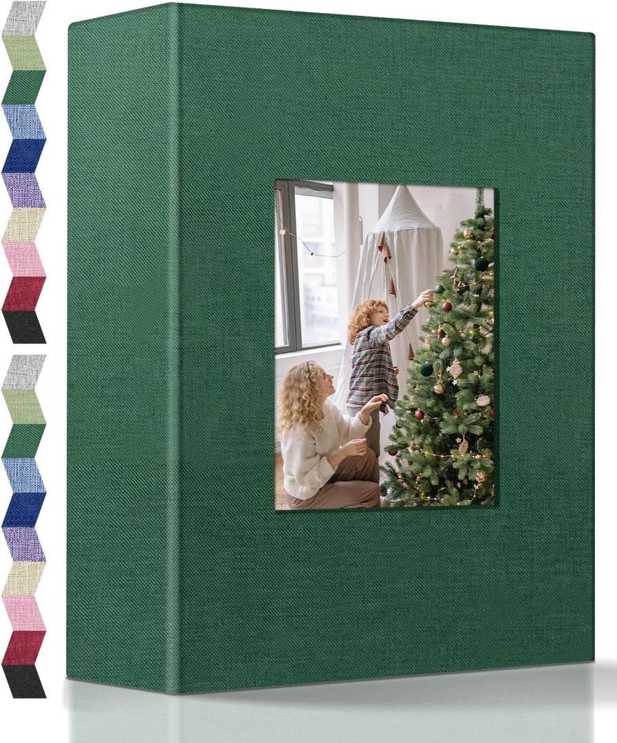 popotop Photo Album 4x6-200 Photos Photo Books with 200 Horizontal Pockets,Linen Cover Albums for Family Wedding Anniversary Baby Vacation Pictures (Dark Green)