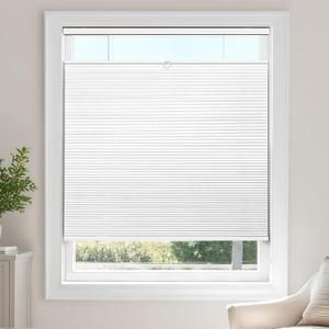 LazBlinds TDBU Cellular Shades, Blackout-White, 50" W x 64" H | Thermal Insulation, Noise Reduction Cordless With Drill Top Down Bottom Up Honeycomb Blinds for Windows