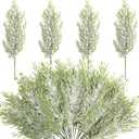 Alpurple 50 Pcs Christmas Snow Frosted Pine Branches- 13.5" Snowy Artificial Pine Needles Branches Twigs- Greenery Ceder Sprigs Pine Picks Stems for Christmas Wreath Home Garden Decoration