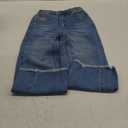 Haloumoning Girls Wide Leg Jeans Kids Elastic High Waisted Raw Hem Denim Pants with Pockets 120 (Light Blue)