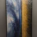 yiijeah Blue Abstract Canvas Wall Art - Rustic Wall Decor Living Room Bedroom Office Paintings Picture Framed Artwork for Walls Forest Landscape Sky Black Cloud Home Decoration (40L" x 20W", Blue-White-Yellow)