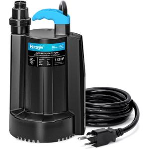 Automatic Water Pump, 2250GPH Sump Pump Submersible Basement Portable Electric Utility Water Pump Removal for Pool Draining Basement Hot Tubs Garden Pool Cover Pond, Black