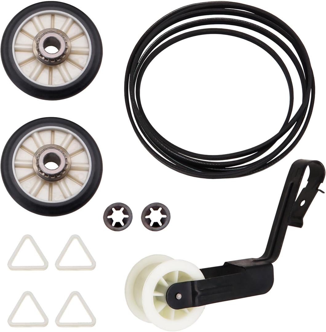 Dryer Repair Kit Replace for Whirlpool WED5050LW0 WED5050LW1 WED5100VQ0 WED5100VQ1 WED5200VQ0 WED5200VQ1 WED5100SQ0 WED5300ST0 - Drum Rollers 14210017, Belt 341241, Idler Pulley 14210023