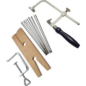 3-in-1 Professional Jeweler's Saw Kit - Adjustable Saw Frame, 144 Blades (Sizes 1/0-2), and V-Slot Wooden Bench Pin with Clamp - Jewelry Making, Wood, Metal and Craft Cutting Tool Set