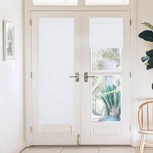 NICETOWN Magnetic Door Curtains for Window, Thermal Insulated Curtains, French Front Door Window Covering, Roman Roll Up Shade for Patio Glass, 27 x 72 inch Long, 1 Panel, Pure White