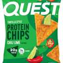 Quest Nutrition Chili Lime Tortilla Style Protein Chips, 20g Protein, 3g Net Carbs, Low Carb, Gluten Free, 1.1 oz (Pack of 12) (EXP 10/25/25)