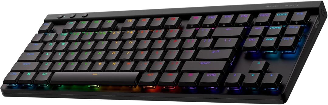 Logitech G515 Lightspeed TKL Low Profile Wireless Gaming Keyboard, LIGHTSYNC RGB, Thin Tenkeyless Design, PBT Keycaps, Tactile (Brown) Mechanical Switches - Black