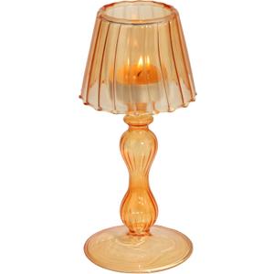 Desk Lamp Shaped Glass Candle Holder - Glass Hurricane Candleholder Crystal Decorative Candle Stand for Table Wedding Dinning Centerpieces Party Supplies Decor Amber