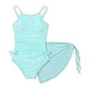 Girls Floral One Piece Swimsuit and Cover Up Skirt Set Green Bathing Suit for Girls Size 12-13
