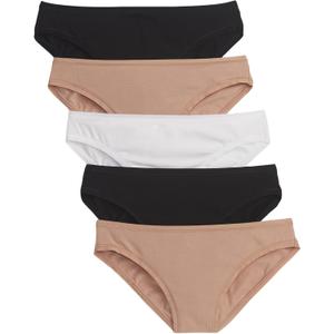 GAP Women's 5-Pack Organic Stretch Cotton Bikini (True Black Multi) S