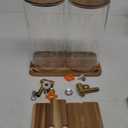 2 PCS 1.5 Gallon Drink dispenser, Glass Beverage Dispenser With Wood Stand, Large Water Drink Dispensers for Parties With Stainless Steel Spigot, Ideal for Lemonade,Juice, Tea, and Party Drinks