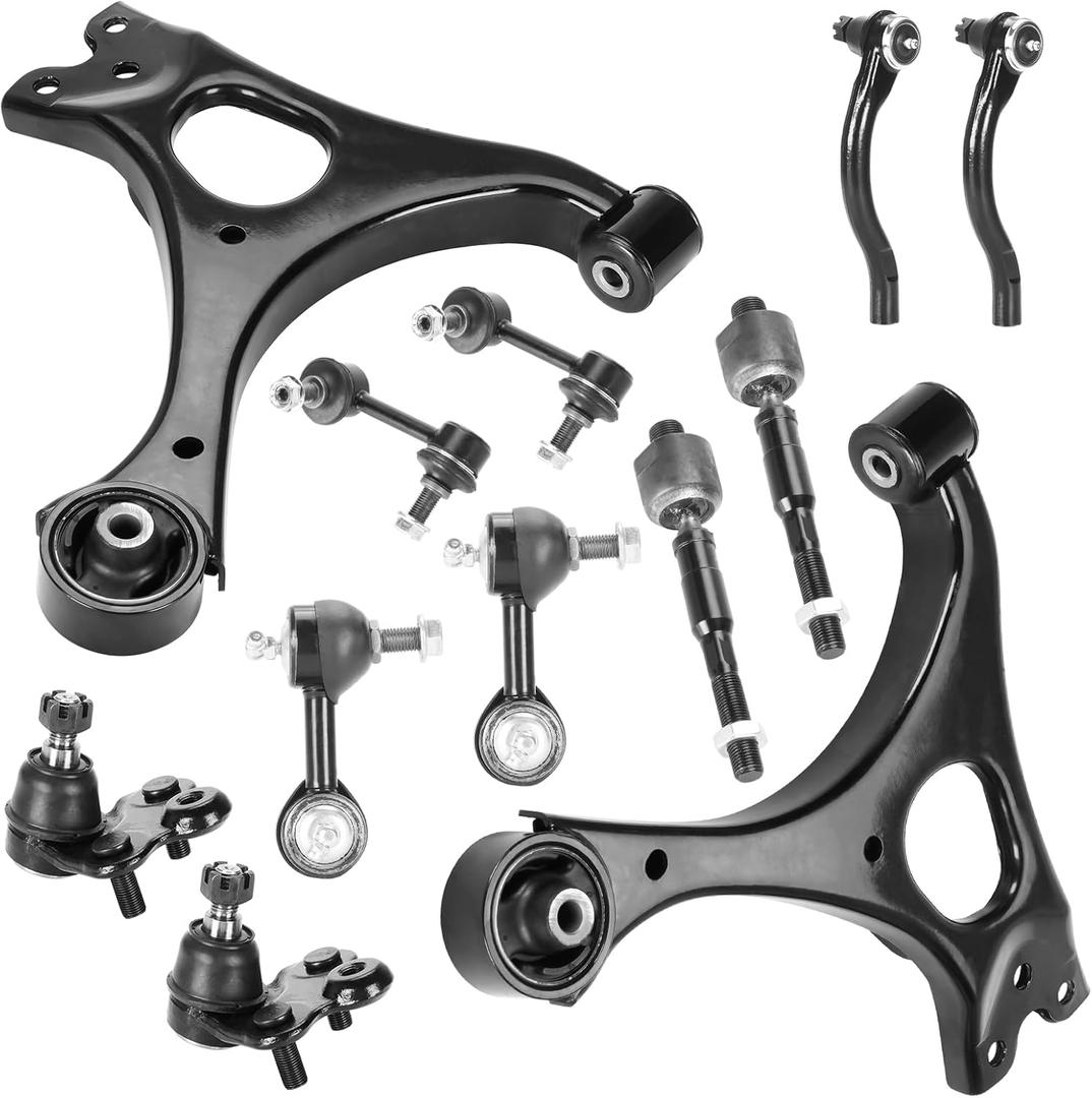 Front Lower Control Arms Suspension Kits Fit for Honda Civic 1.8L 2006 2007 2008 2009 2010 2011-12pc with Inner Outer Tie Rods, Sway Bar End Links