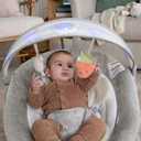 Ingenuity InLighten Baby Bouncer Seat with Light Up-Toy Bar and Bear Tummy Time Pillow Mat - Nate, Newborn and up