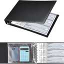 7 Ring Check Binder, 3-On-A-Page Business Checkbook Holder, 500 Checks Capacity, with 2024-2030 Calendar Organizer, Sleek Business Design (Black)