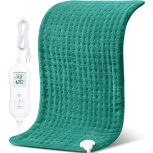 NOWWISH Heating Pad for Back Pain Relief & Period Cramps, 33x17 Inches Large Electric Heating Pad with 10 Heat Settings, Timer & Auto Shut-Off, Machine Washable, Mothers Day Gifts for Mom Women, Green