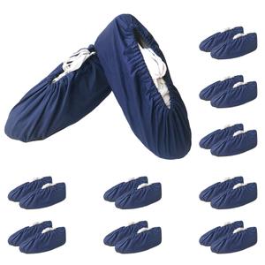 MOSSTYUS 4 Pairs Shoe Cotton Covers Boot Covers, Washable Reusable, Men Women Foot Cover for Indoors Household (Blue)