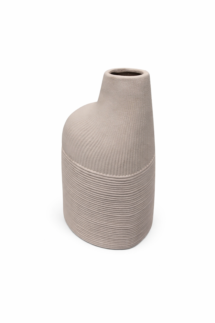 Ceramic Vases for Decor - Decorative Vases for Home Decor 7 Inches, Boho Style Home Table Living Room Farmhouse Decor for Fresh Flowers, Dried Flowers - White and Brown