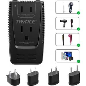 Upgrade TryAce 2000W Voltage Converter, Step Down 220V to 110V Converter for Hair Dryer Straightener Curling Iron, Suitable for Toothbrush Shaver, 10A Power Adapter for Laptop Phone, EU/UK/AU/US Plug
