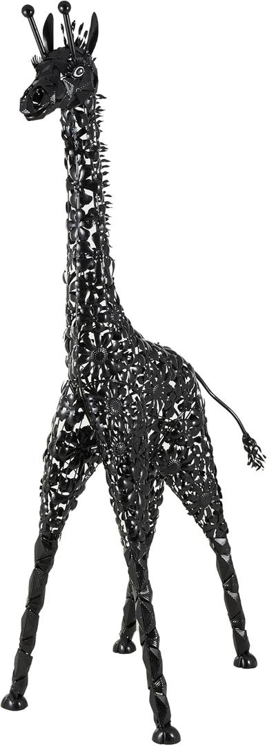 Deco 79 Metal Giraffe Decorative Garden Sculpture Indoor Outdoor Tall Garden Statue, Outdoor Sculpture 45" x 24" x 78", Black