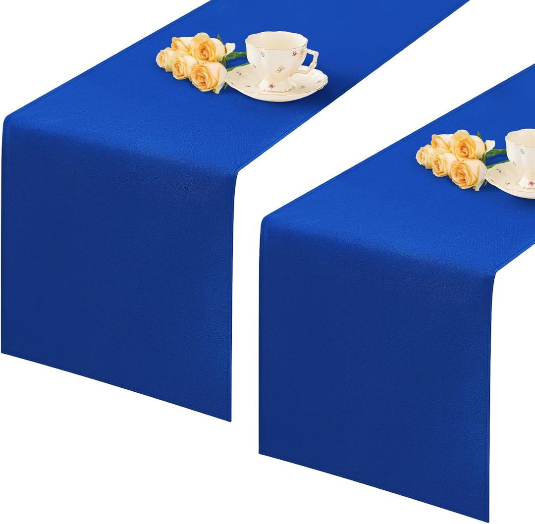 2 Pack Blue Small Short Table Runner 12 x 48 Inch Solid Color Runners Coffee Table Dresser for Daily Party Home Decoration