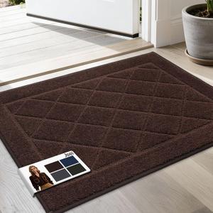JSEI Dirt Trapper Door Mat 20"x32", Non-Slip Washable Entryway Mats, Dog Door Mat, Stain Resistant and Absorbent Floor Mats, Low Profile Welcome Mat for Front Back Door, Brown