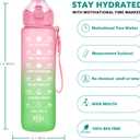 Enerbone 32 oz Water Bottle with Times to Drink and Straw, Motivational Drinking Bottles Carrying Strap, Leakproof BPA & Toxic Free, Ensure You Enough for Fitness Gym Outdoor Watermelon