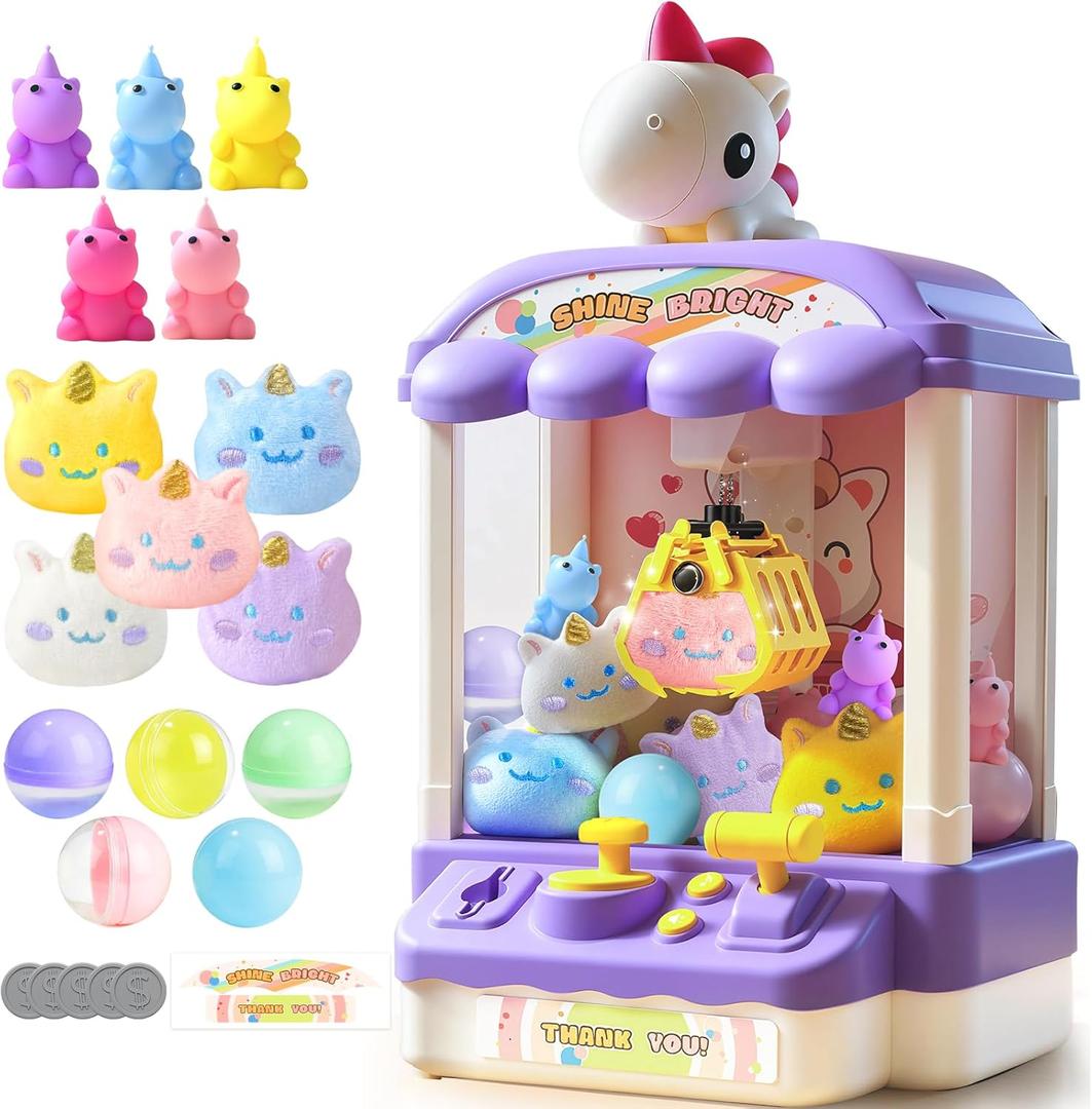 Claw Machine For Kids, Toy Claw Machine Prizes & Kids Vending Machine With Sound, Candy Grabber Prize Dispenser With Mini Plush Toys, Ideas Christmas Home Party Birthday Gifts Toys For Girls 3-8
